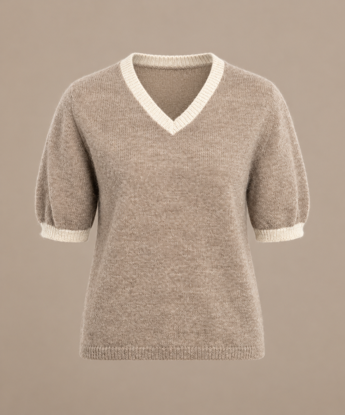Rose alpaca T-shirt with V-neck