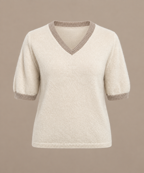 Rose alpaca T-shirt with V-neck