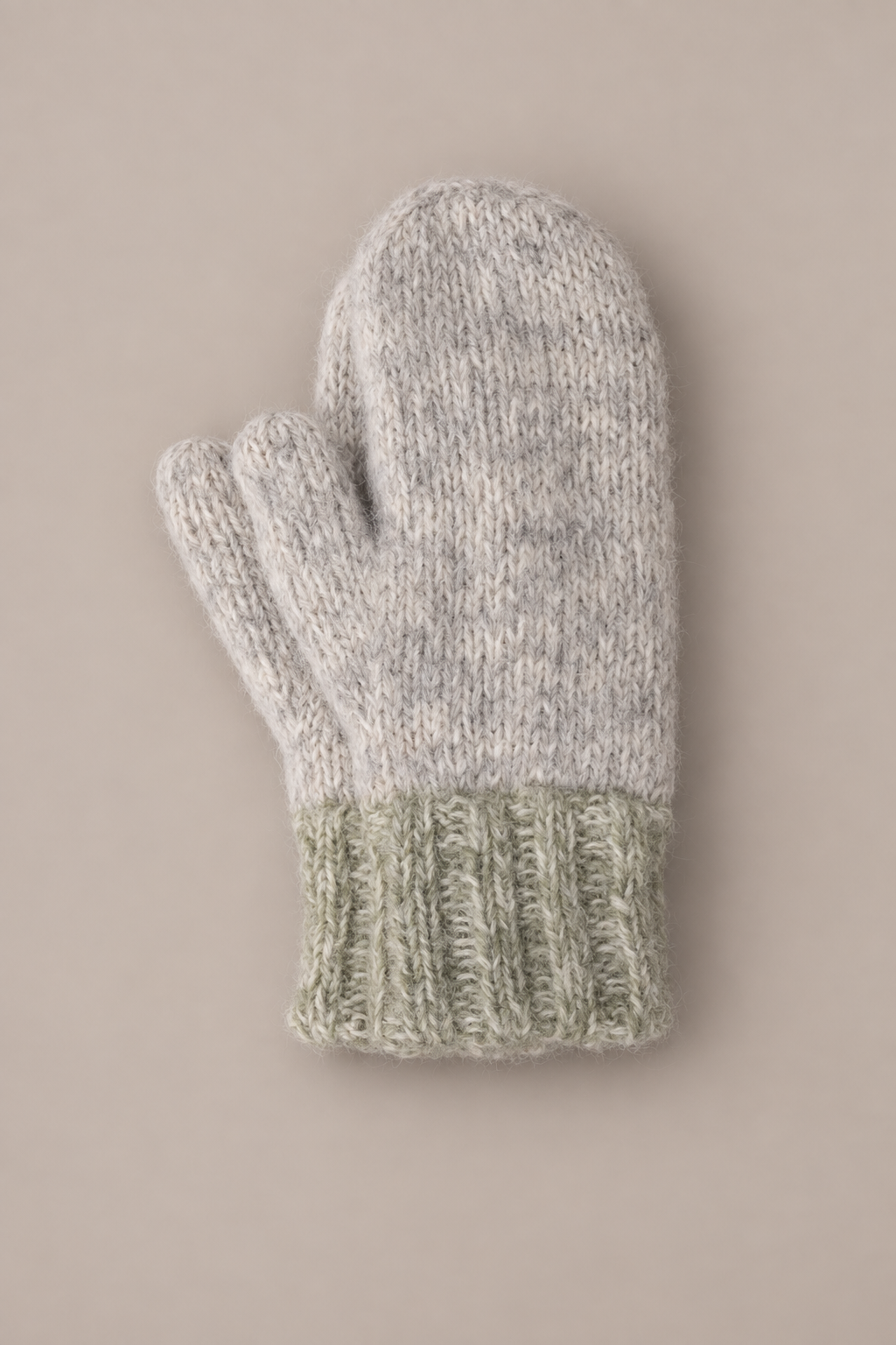 ZARA alpaca mittens light grey / cloudy white / moss green