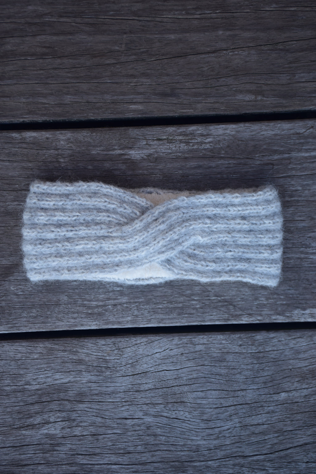 ZENA alpaca headband light grey/cloudy white