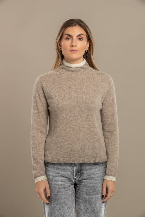 Dune ~ alpaca high neck sweater, mushroom