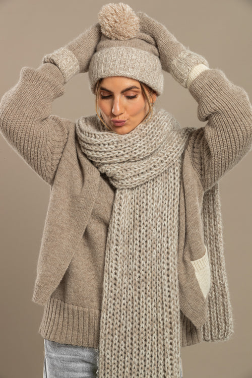 Daisy ~ alpaca cardigan, mushroom