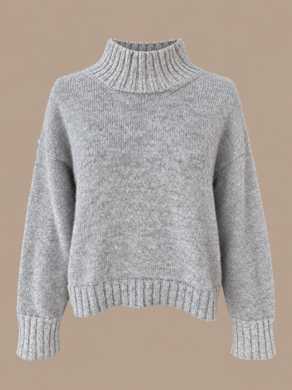 Elysée ~ alpaca hipster high neck sweater, light grey
