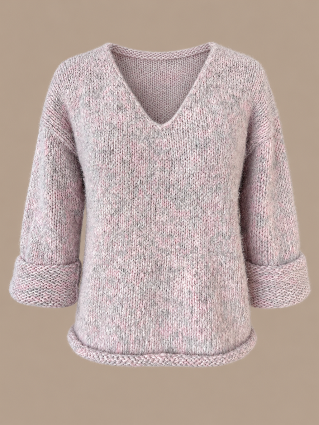 Eloïse ~ alpaca v-sweater, rose mélange