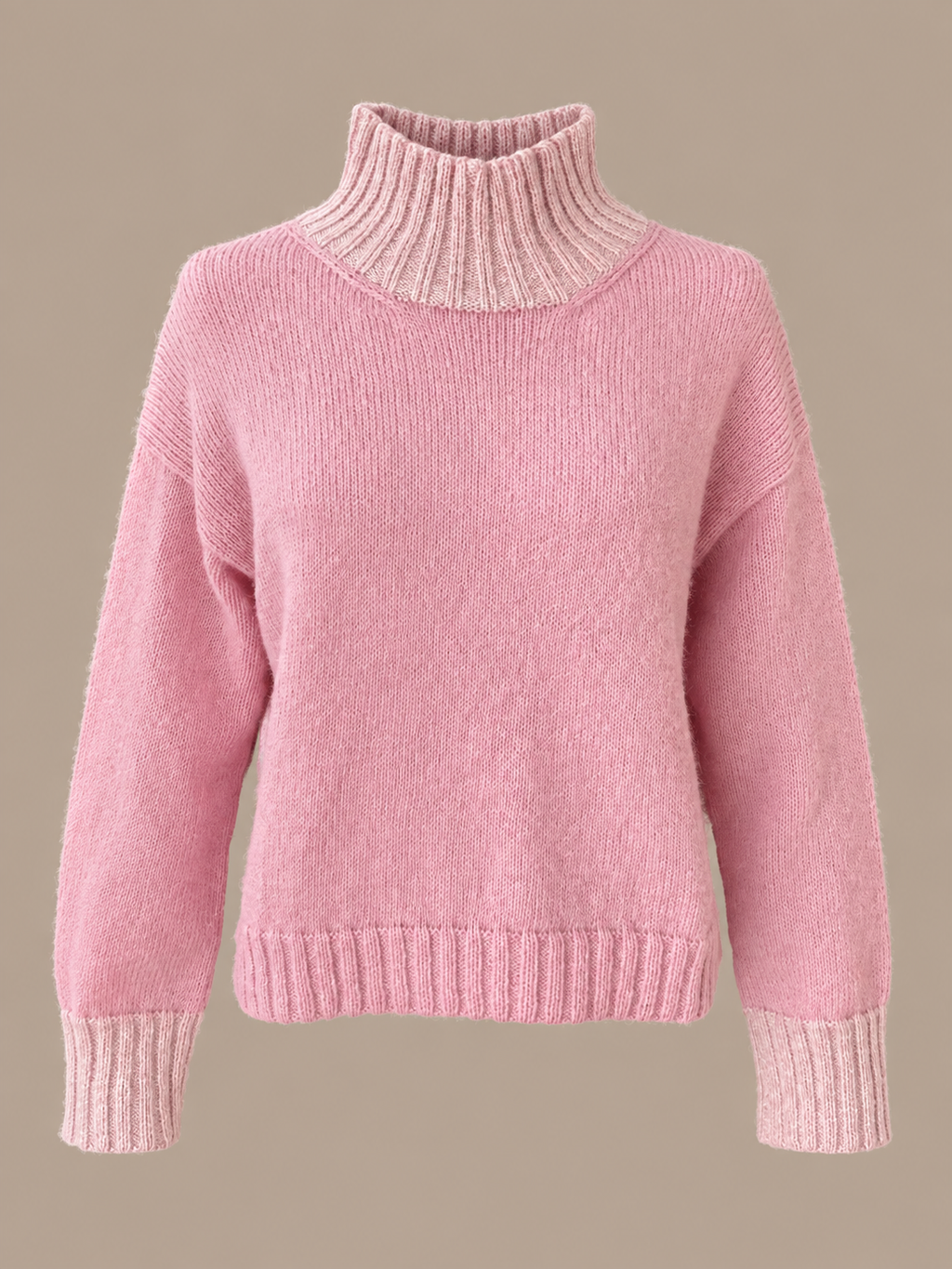 Elysée ~ alpaca hipster high neck sweater, powder pink